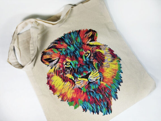 Screen printed custom design on cotton bag